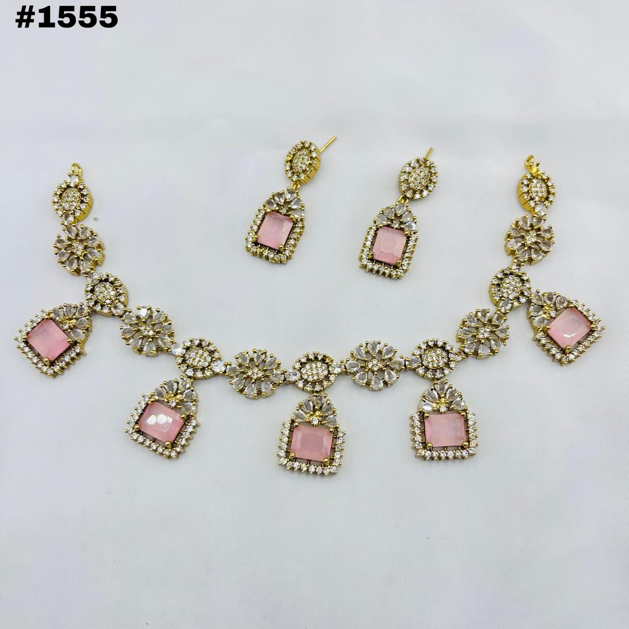 American Diamond Zircon with gold polish set 