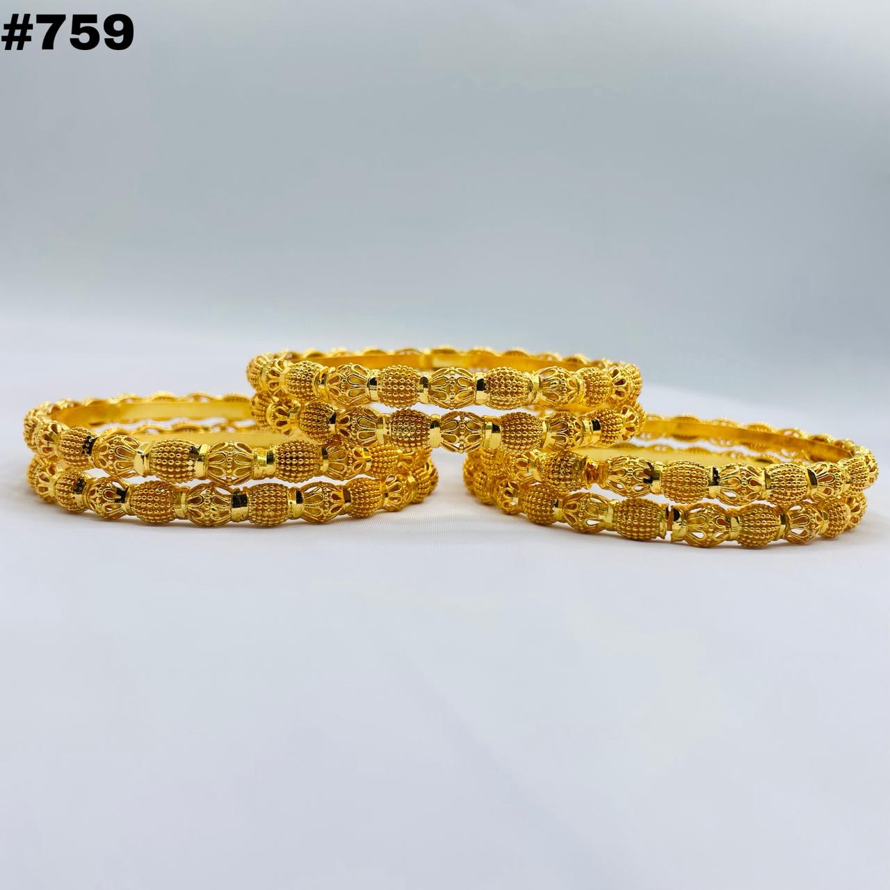 Gold finish beaded bangles 