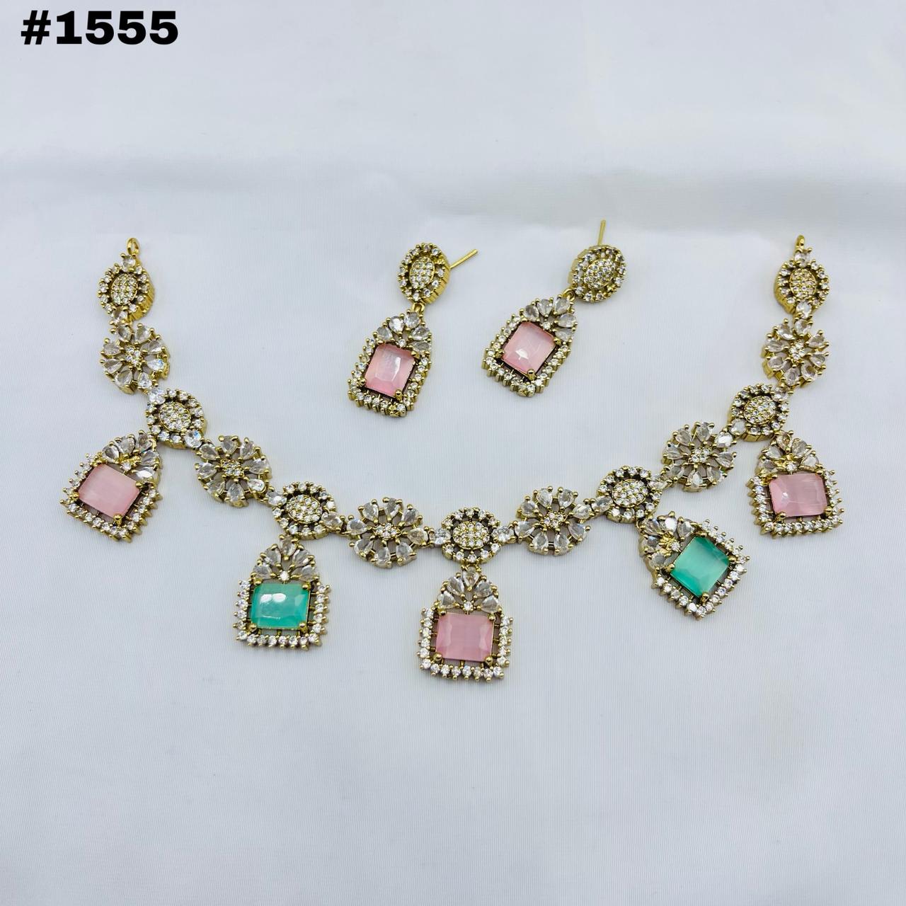 American Diamond Zircon with gold polish Set