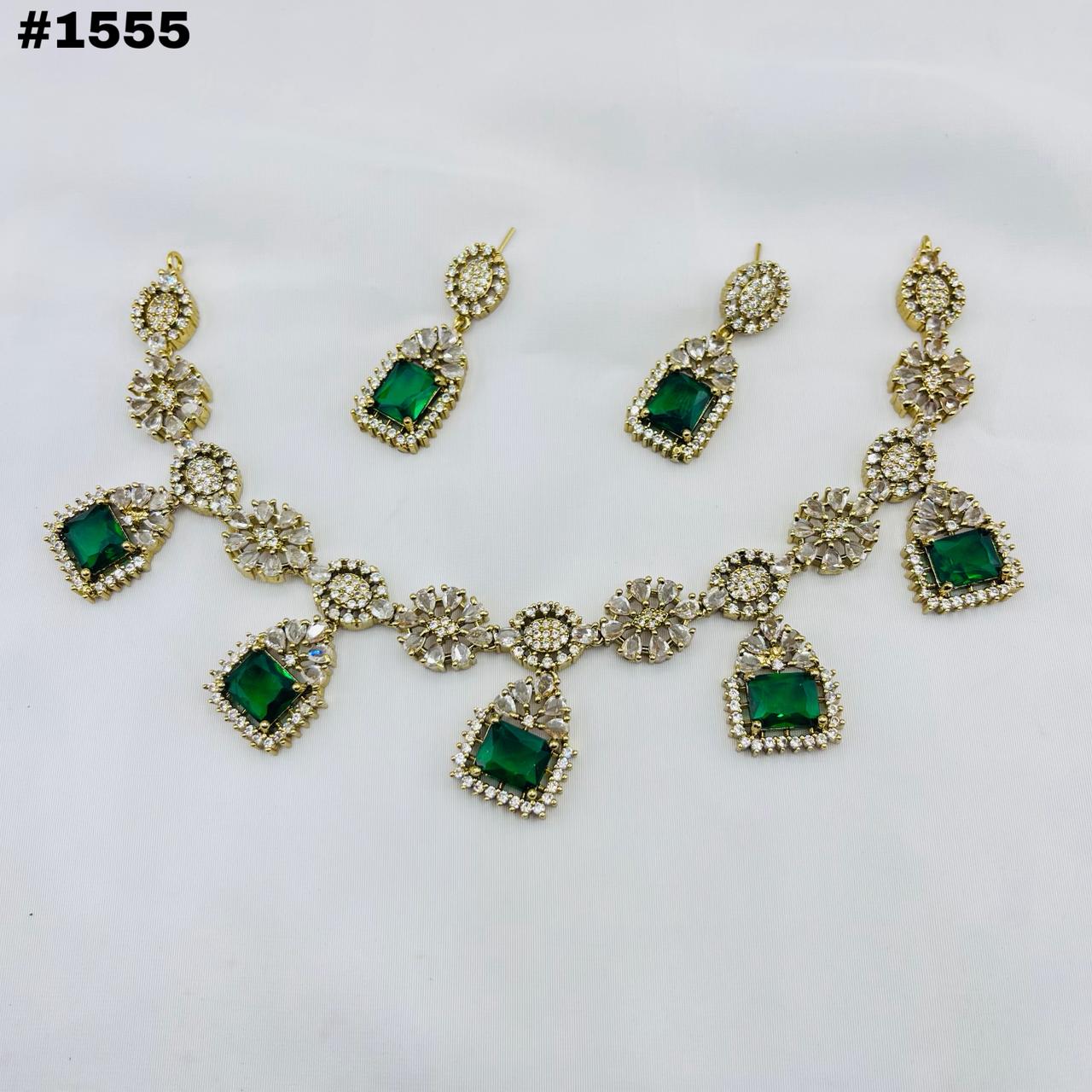 American Diamond Zircon with gold polish set